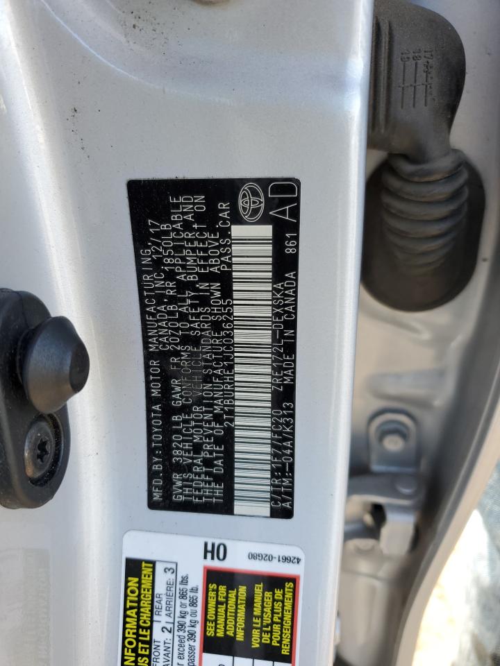 2018 Toyota Corolla VIN 2T1BURHE1JC036255 Copart auction photo, front end damage thumbnail 15