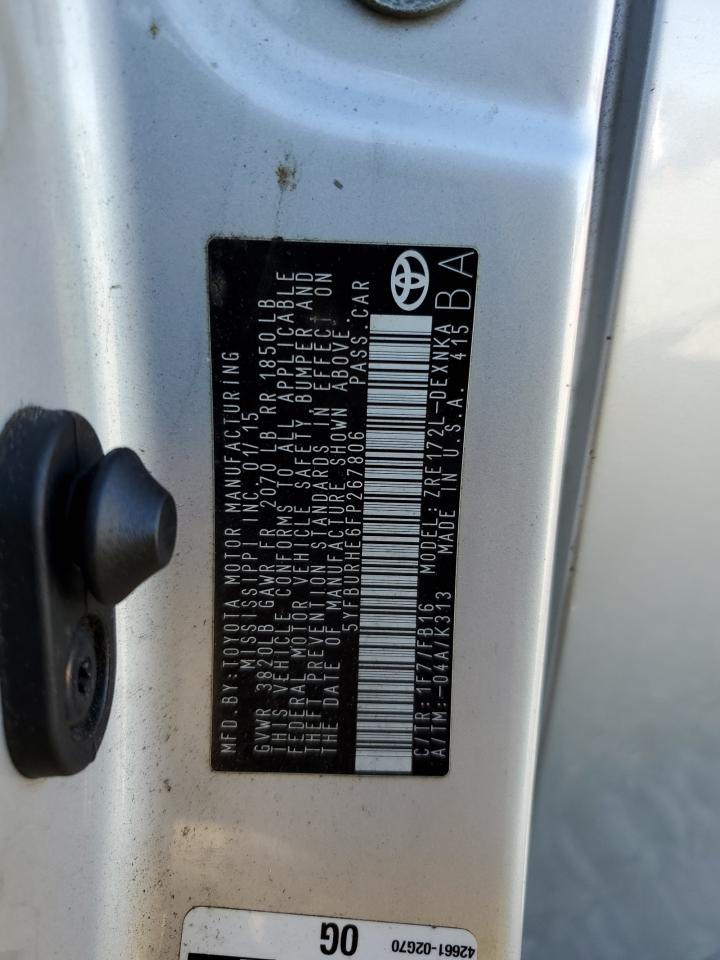 2015 Toyota Corolla VIN 5YFBURHE6FP267806 Copart auction photo, front end damage thumbnail 14