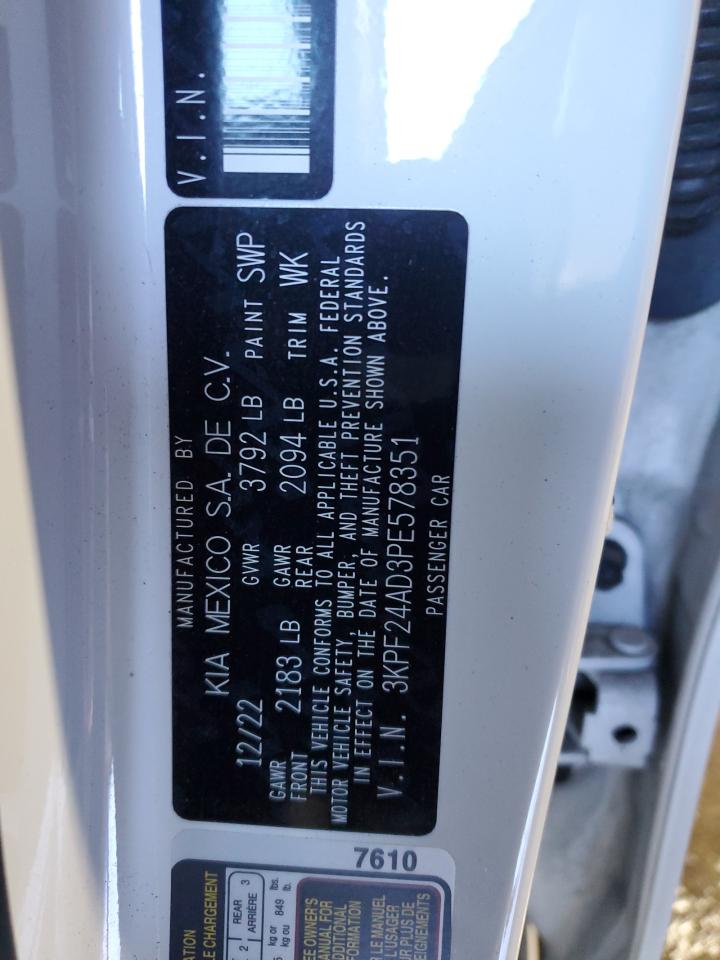 2023 KIA Forte VIN 3KPF24AD3PE578351 Copart auction photo, rear end / front end damage thumbnail 12