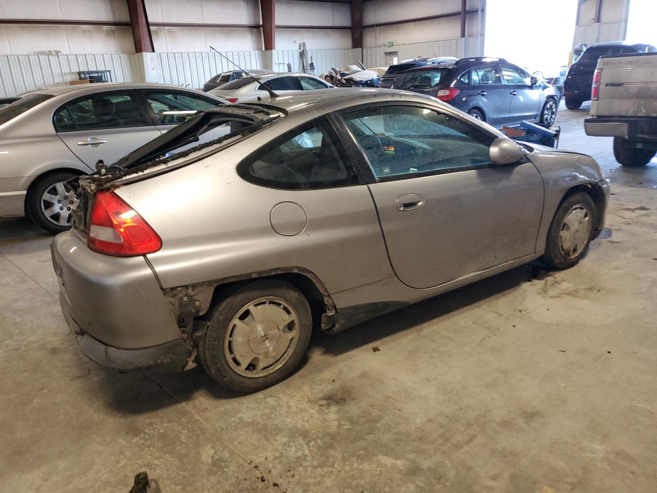 2001 Honda Insight VIN JHMZE13741T000153 Copart auction photo, rear end / front end damage thumbnail 3