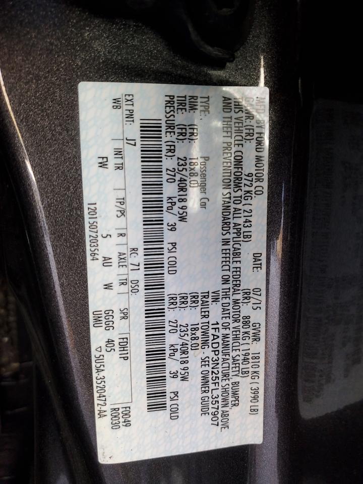 2015 Ford Focus VIN 1FADP3N25FL357907 Copart auction photo, front end damage thumbnail 12