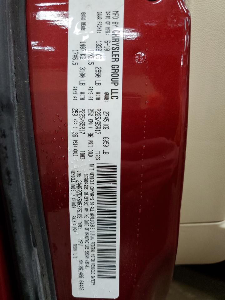 2010 Chrysler Town & Country VIN 2A4RR7DX5AR376109 Copart auction photo, front end / all over damage thumbnail 13