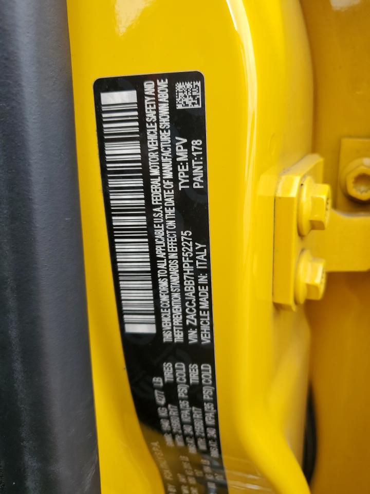 2017 Jeep Renegade VIN ZACCJABB7HPF52275 Copart auction photo, front end damage thumbnail 13