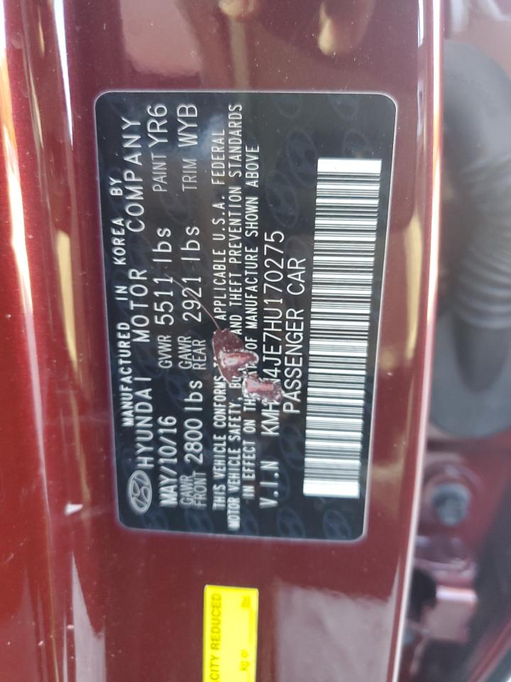 2017 Genesis G80 VIN KMHGN4JE7HU170275 Copart auction photo, side / front end damage thumbnail 12