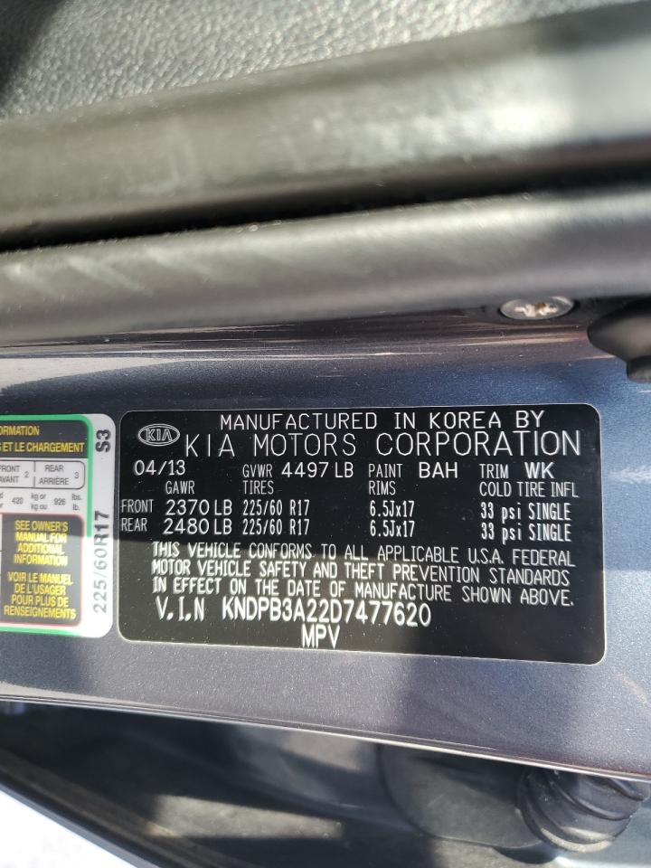 2013 KIA Sportage VIN KNDPB3A22D7477620 Copart auction photo, rear end damage thumbnail 14