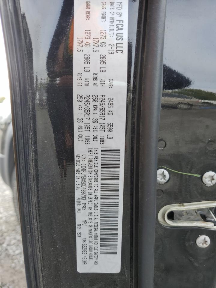 2019 Jeep Cherokee VIN 1C4PJMBX9KD400793 Copart auction photo, front end / side damage thumbnail 12