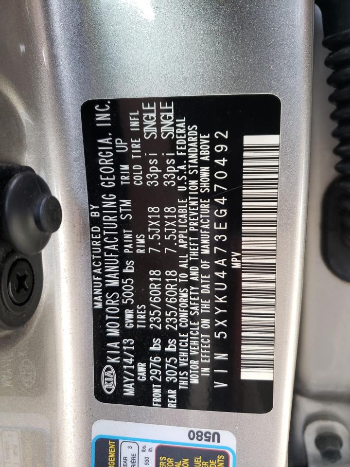 2014 KIA Sorento VIN 5XYKU4A73EG470492 Copart auction photo, vandalism damage thumbnail 13
