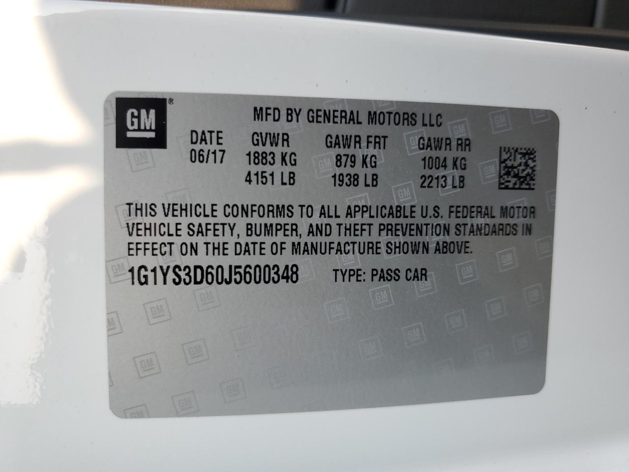 2018 Chevrolet Corvette VIN 1G1YS3D60J5600348 Copart auction photo, front end damage thumbnail 14