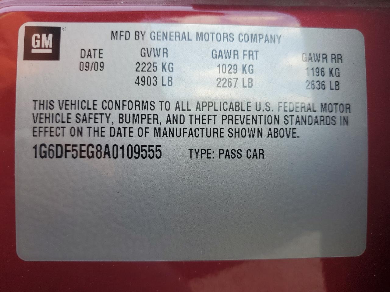 2010 Cadillac CTS VIN 1G6DF5EG8A0109555 Copart auction photo, front end damage thumbnail 14