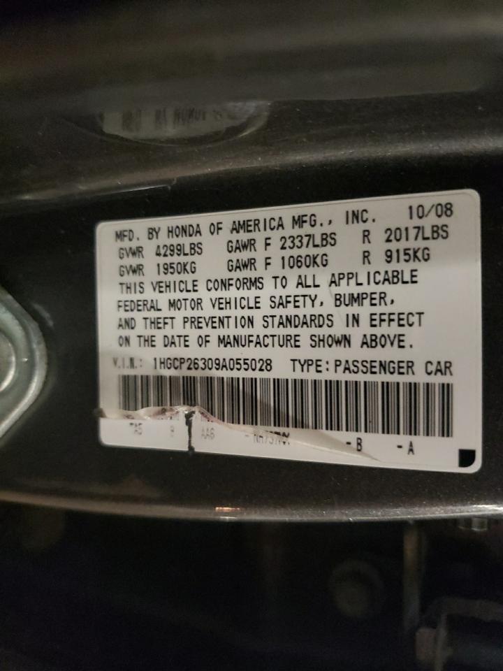 2009 Honda Accord VIN 1HGCP26309A055028 Copart auction photo, front end damage thumbnail 14