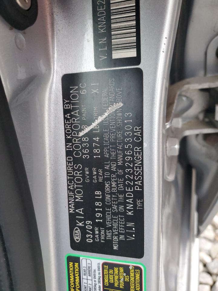2009 KIA Rio VIN KNADE223296533013 Copart auction photo, front end damage thumbnail 12