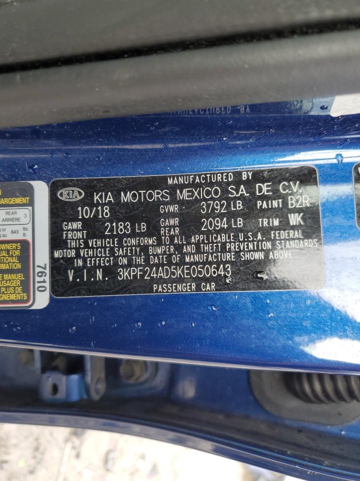 2019 KIA Forte VIN 3KPF24AD5KE050643 Copart auction photo, all over / undercarriage damage thumbnail 15