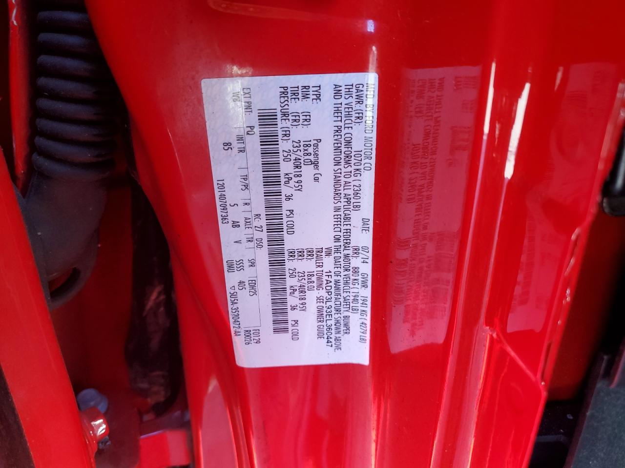 2014 Ford Focus VIN 1FADP3L93EL360447 Copart auction photo, front end damage thumbnail 12