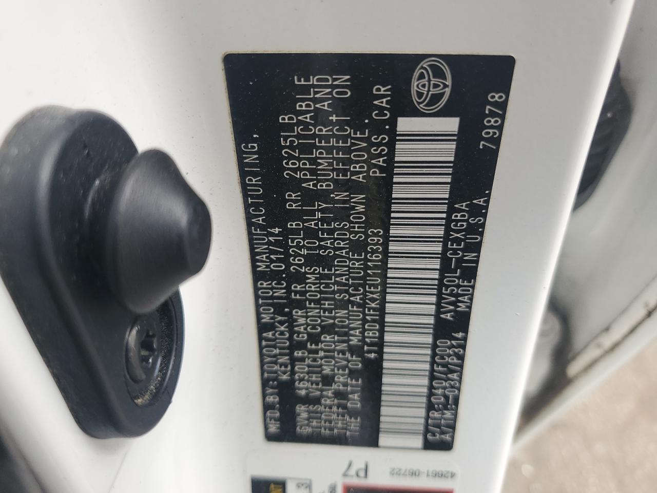 2014 Toyota Camry VIN 4T1BD1FKXEU116393 Copart auction photo, front end / top/roof damage thumbnail 12