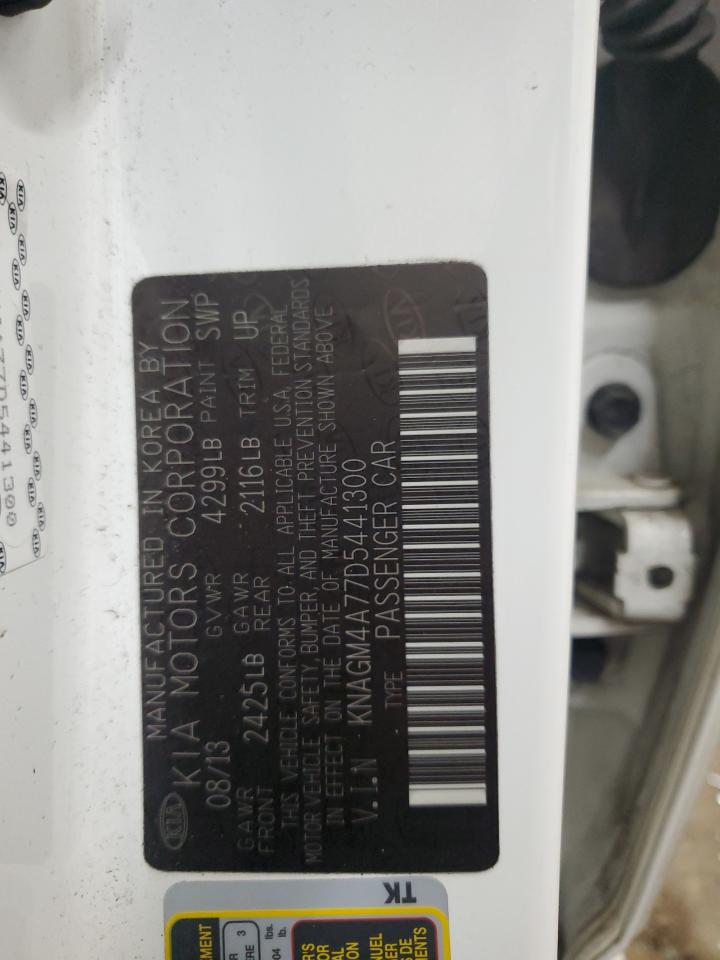 2013 KIA Optima VIN KNAGM4A77D5441300 Copart auction photo, vandalism damage thumbnail 12