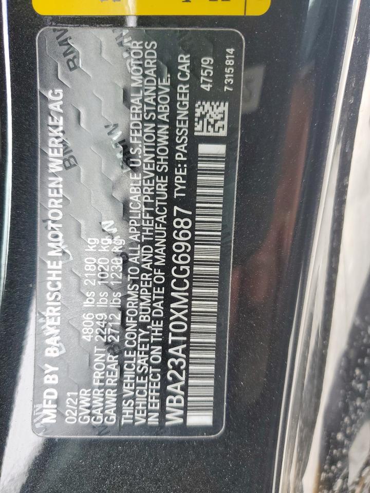 2021 BMW 4er VIN WBA23AT0XMCG69687 Copart auction photo, rear end / front end damage thumbnail 15