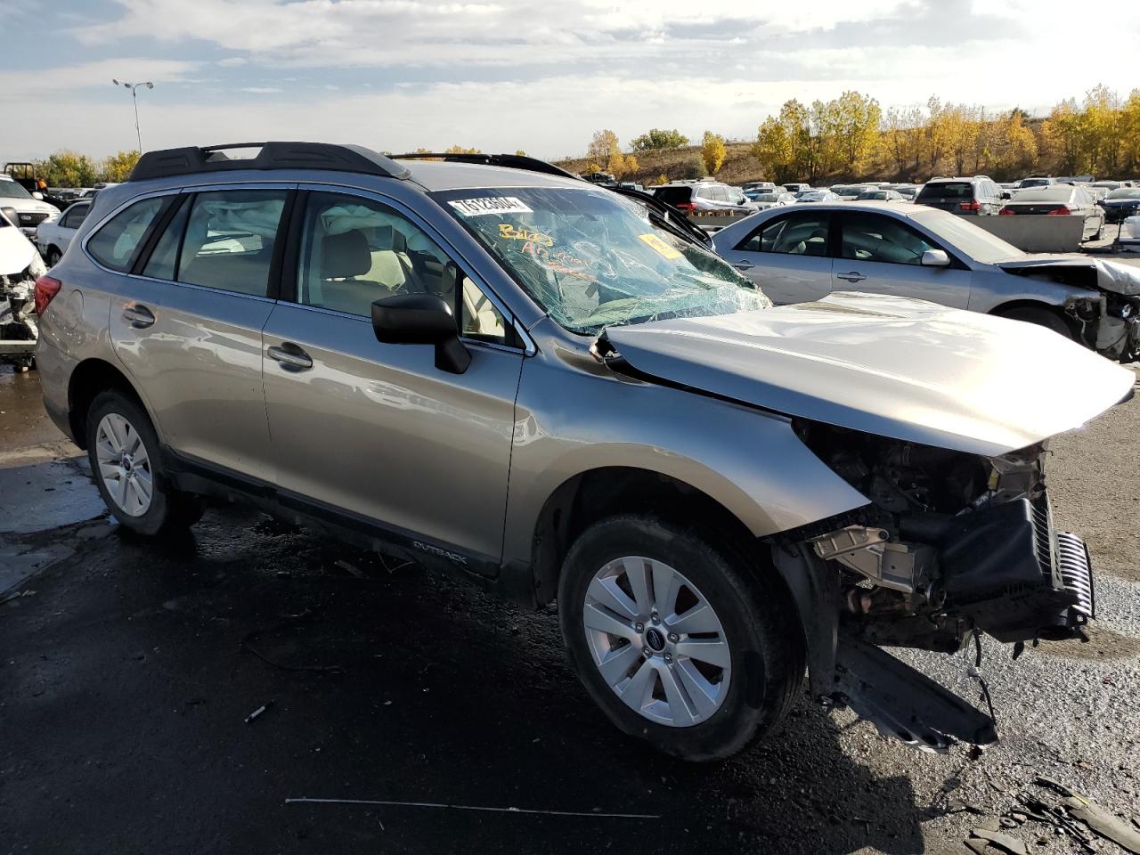 2017 Subaru Outback VIN 4S4BSAAC1H3294595 Copart auction photo, front end / side damage thumbnail 4