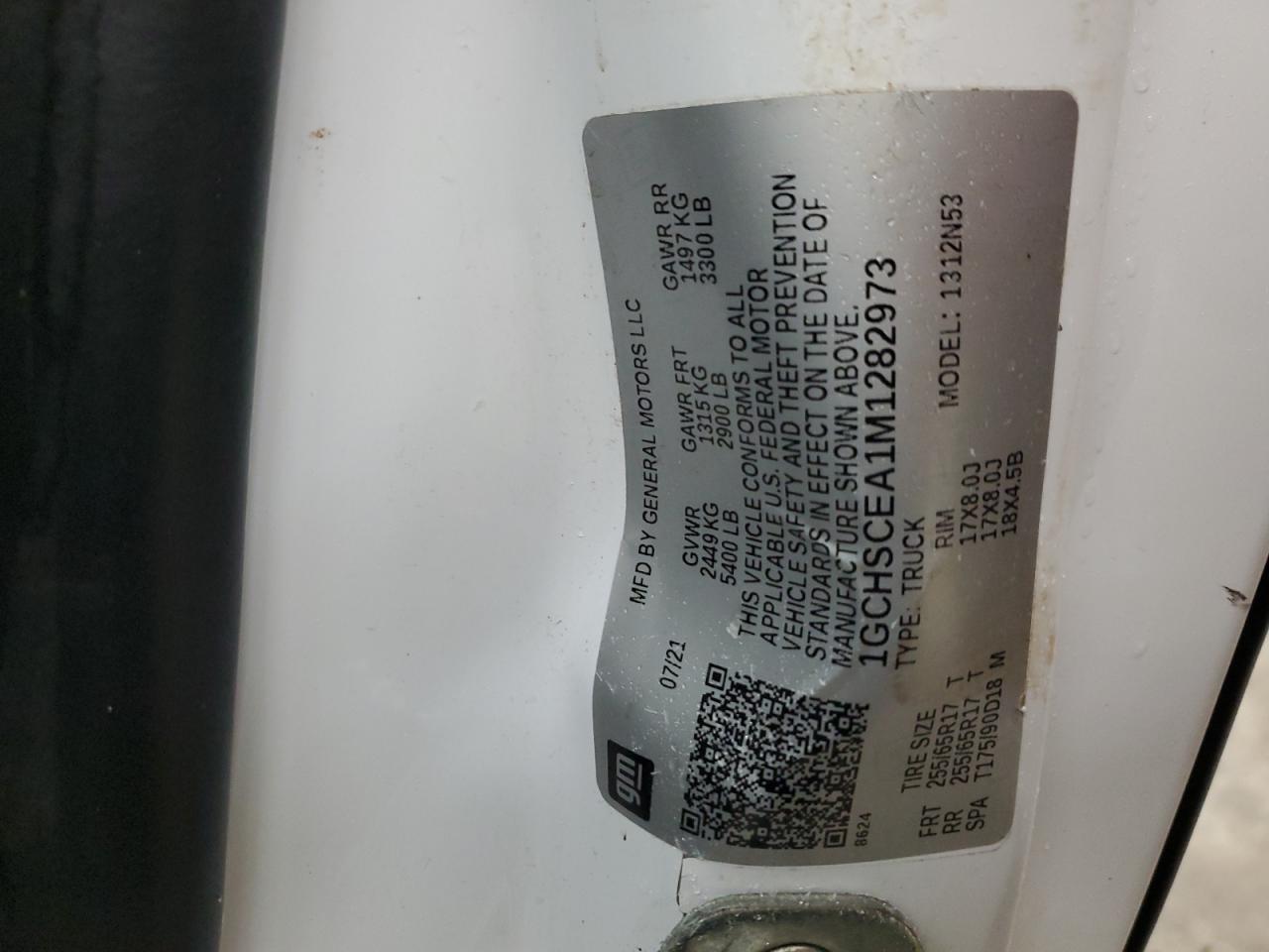 2021 Chevrolet Colorado VIN 1GCHSCEA1M1282973 Copart auction photo, front end / all over damage thumbnail 13