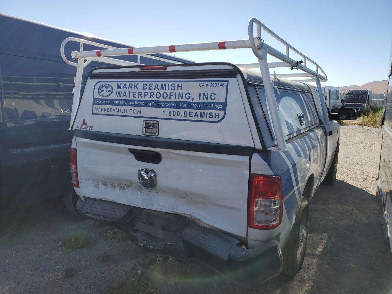 2021 RAM 2500 VIN 3C6MR4AJ6MG604750 Copart auction photo, rear end / side damage thumbnail 3
