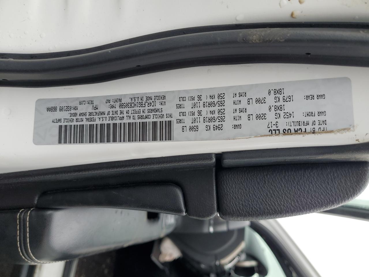 2017 Jeep Grand Cherokee VIN 1C4RJFBG1HC830580 Copart auction photo, front end / minor dent/scratches damage thumbnail 15