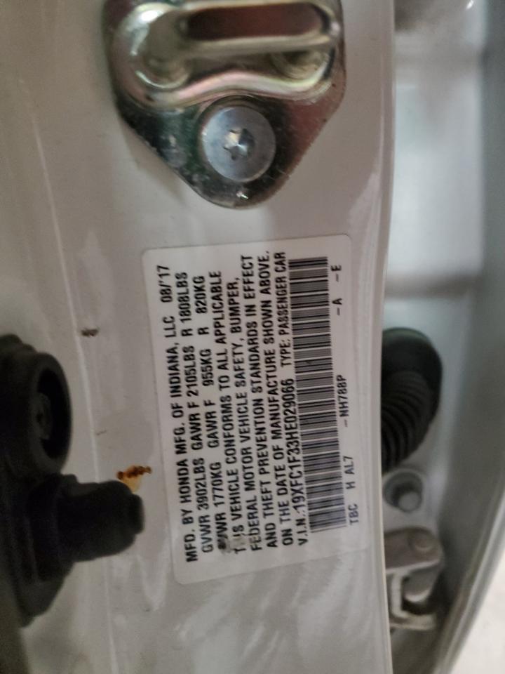 2017 Honda Civic VIN 19XFC1F33HE029066 Copart auction photo, front end / mechanical damage thumbnail 12
