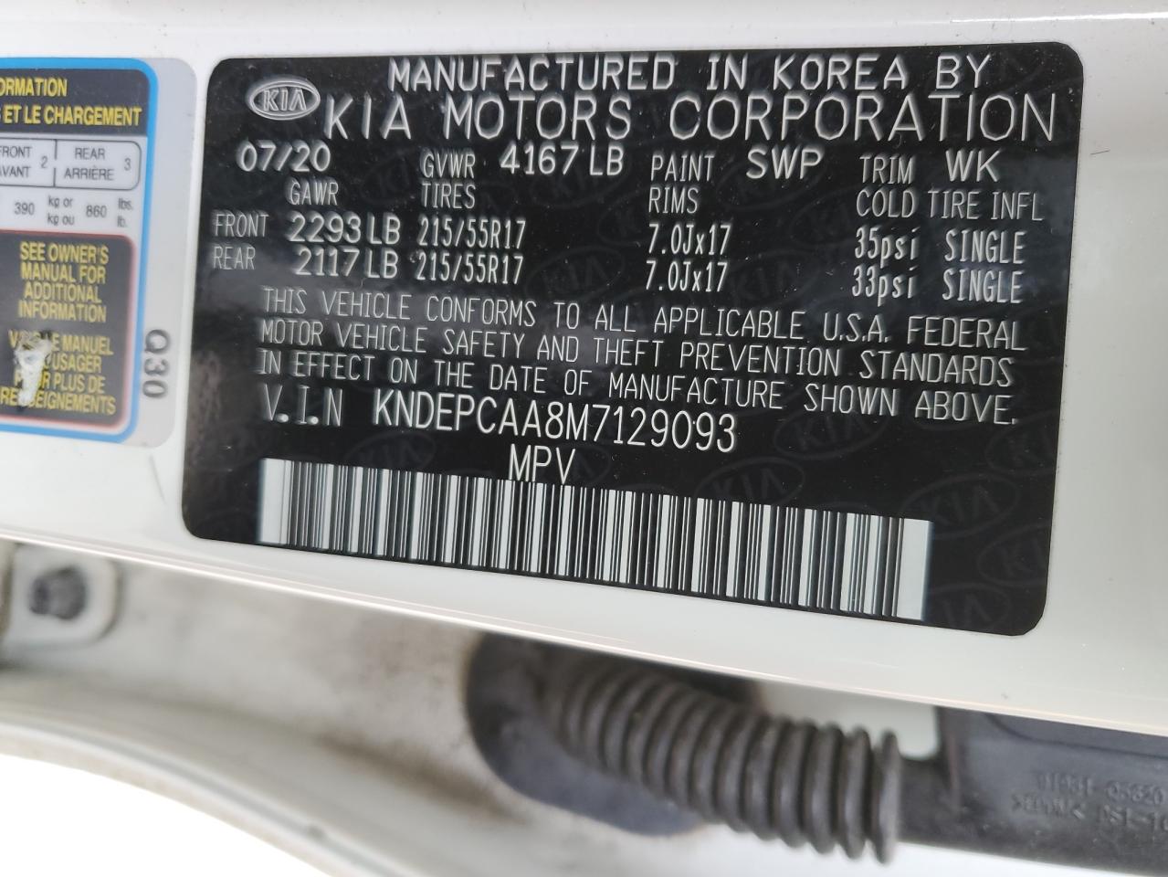 2021 KIA Seltos VIN KNDEPCAA8M7129093 Copart auction photo, all over damage thumbnail 15