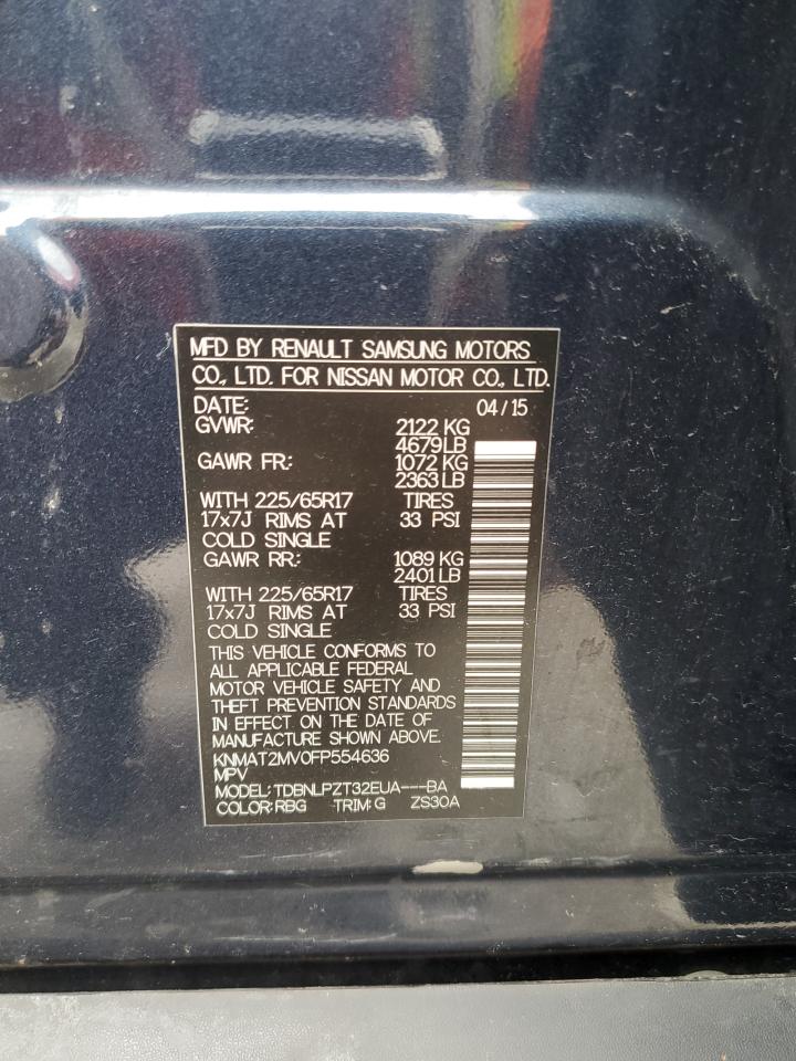 2015 Nissan Rogue VIN KNMAT2MV0FP554636 Copart auction photo, front end damage thumbnail 13