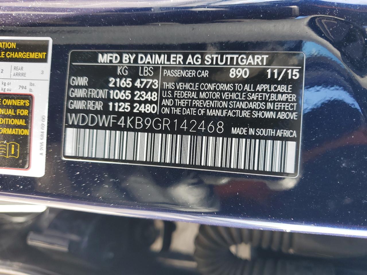 2016 Mercedes-Benz C-klasse VIN WDDWF4KB9GR142468 Copart auction photo, front end / rear end damage thumbnail 12
