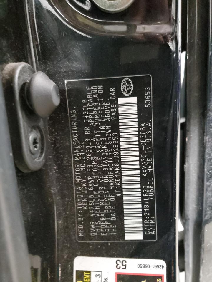 2020 Toyota Camry VIN 4T1K61AK8LU926653 Copart auction photo, all over damage thumbnail 13