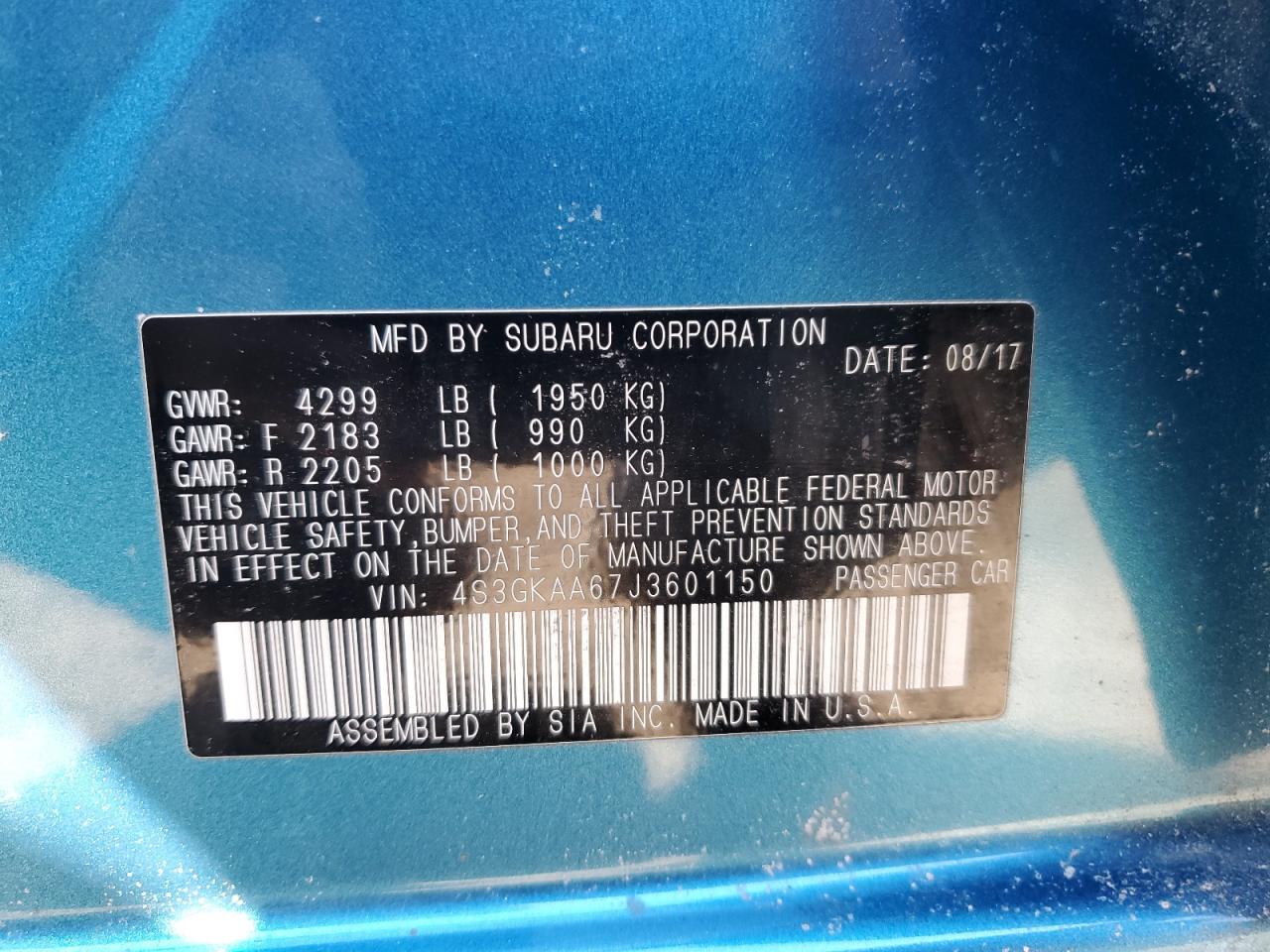 2018 Subaru Impreza VIN 4S3GKAA67J3601150 Copart auction photo, side damage thumbnail 14