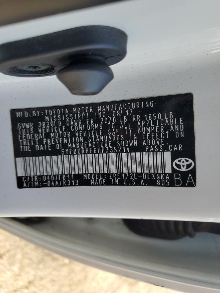 2017 Toyota Corolla VIN 5YFBURHE6HP735214 Copart auction photo, all over damage thumbnail 12