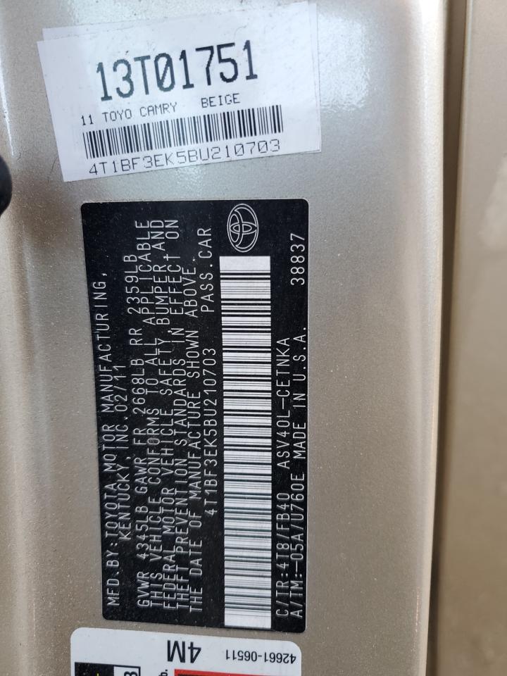 2011 Toyota Camry VIN 4T1BF3EK5BU210703 Copart auction photo, front end damage thumbnail 12