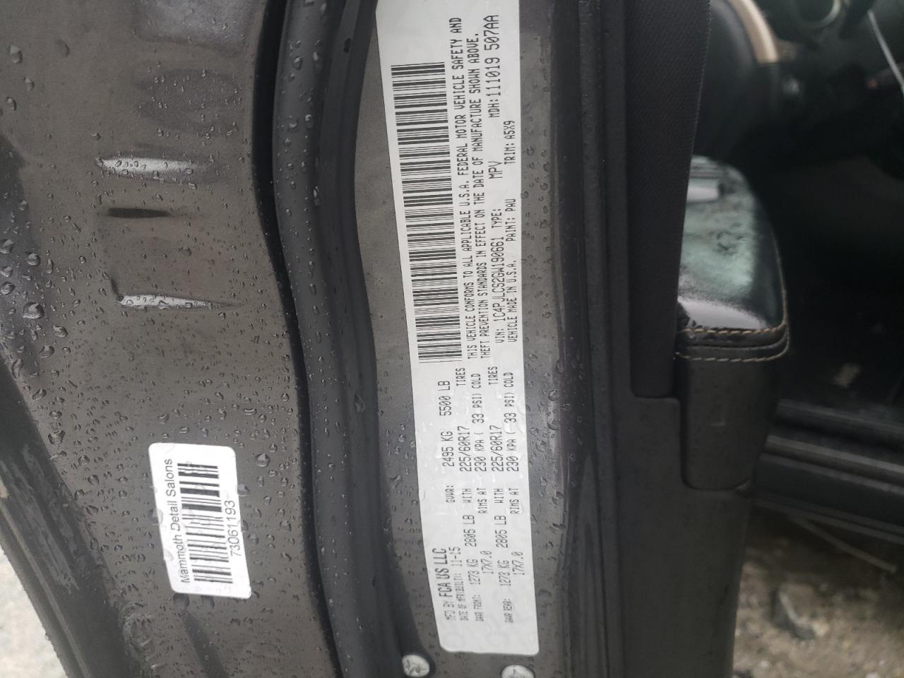 2016 Jeep Grand Cherokee VIN 1C4PJLCS2GW190661 Copart auction photo, front end / side damage thumbnail 13