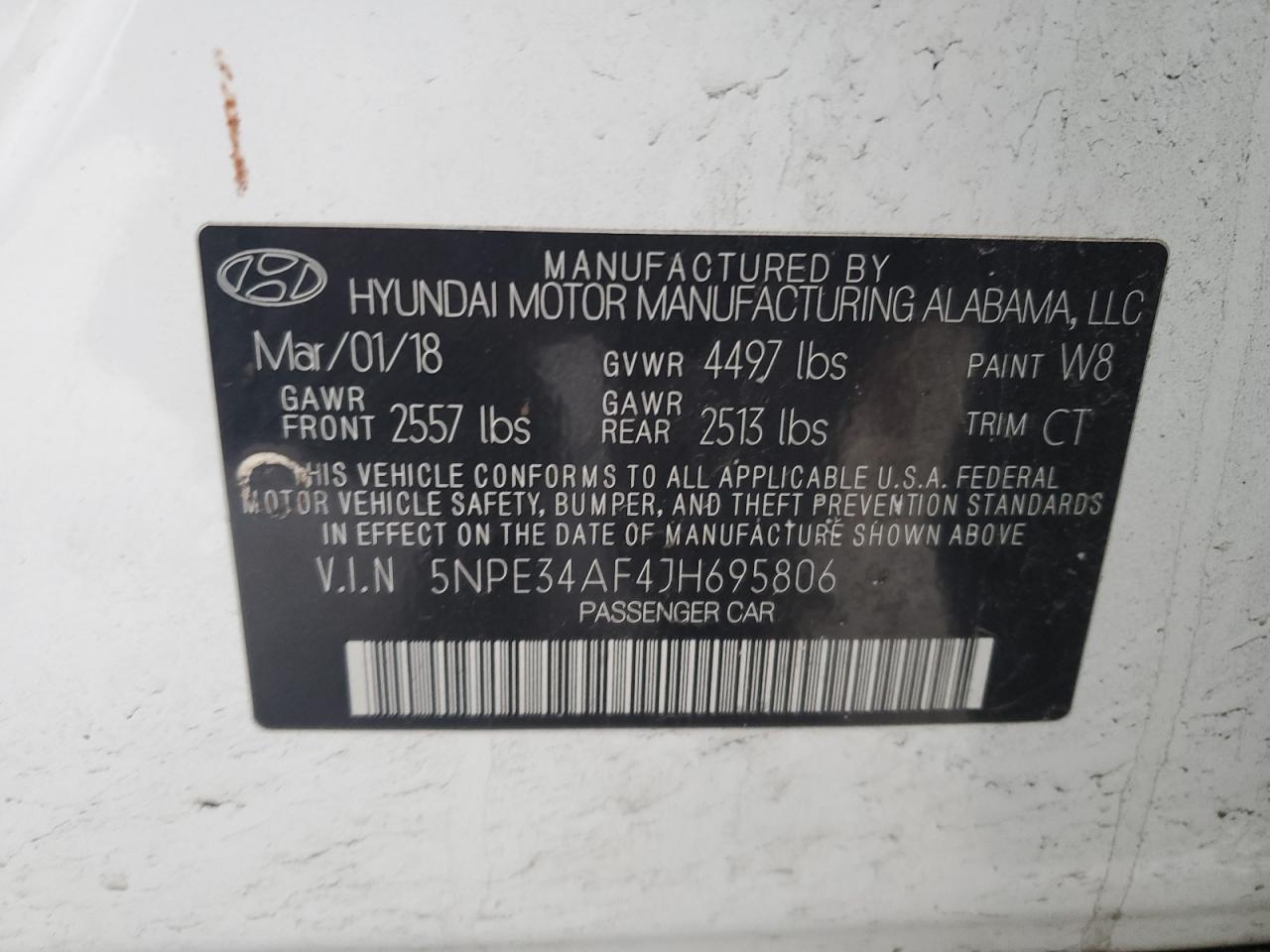 2018 Hyundai Sonata VIN 5NPE34AF4JH695806 Copart auction photo, side / front end damage thumbnail 12