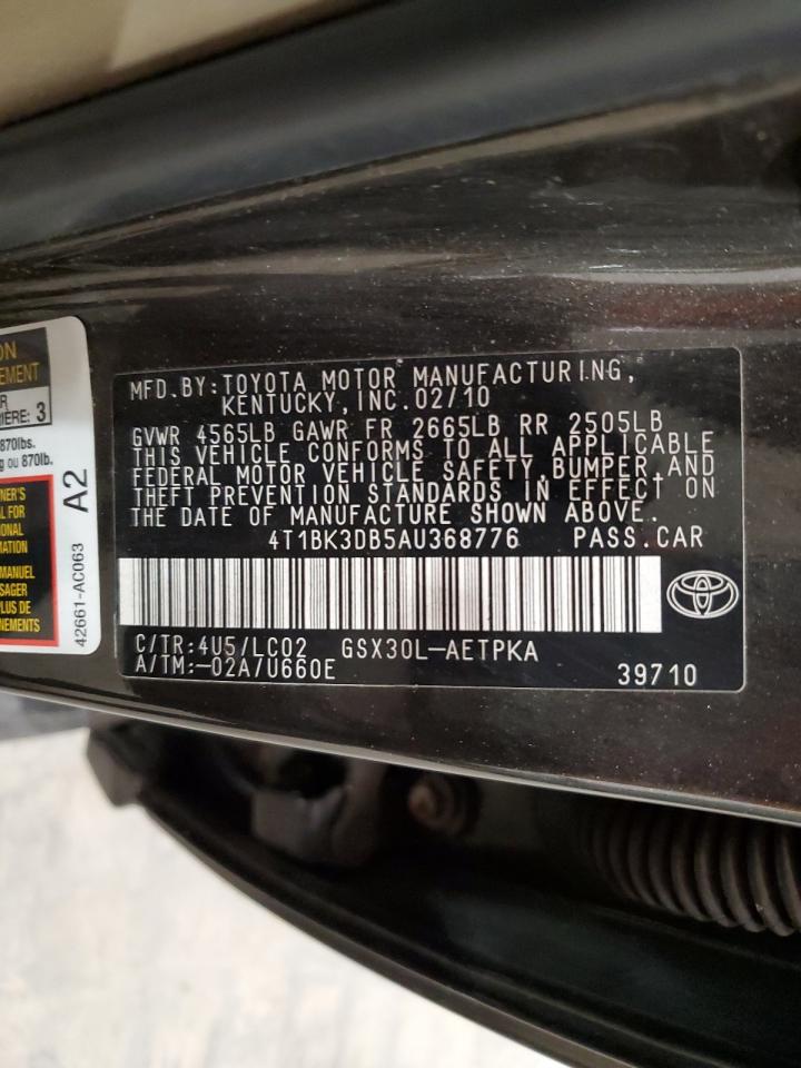 2010 Toyota Avalon VIN 4T1BK3DB5AU368776 Copart auction photo, front end damage thumbnail 14