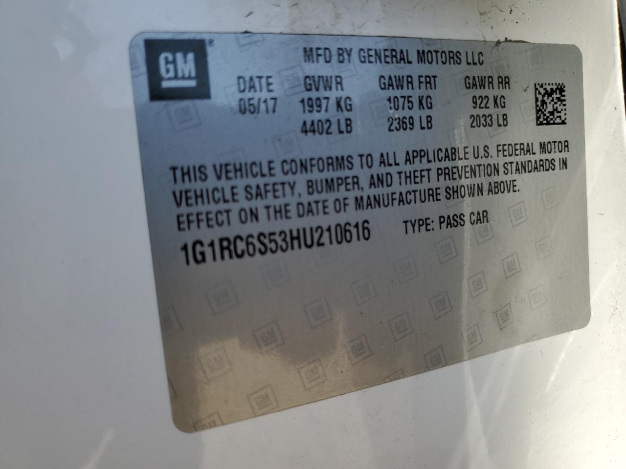 2017 Chevrolet Volt VIN 1G1RC6S53HU210616 Copart auction photo, front end / minor dent/scratches damage thumbnail 13