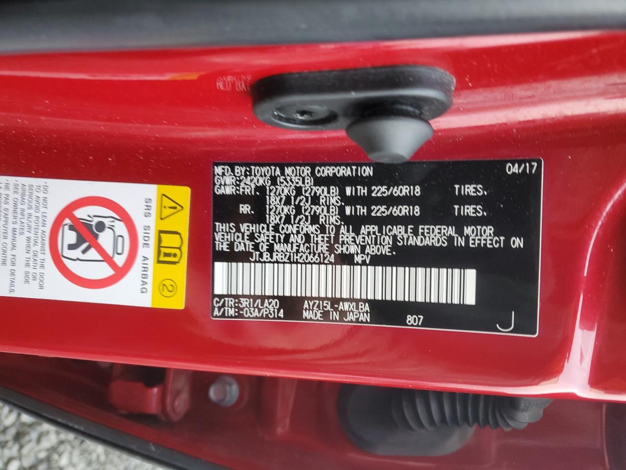 2017 Lexus NX VIN JTJBJRBZ1H2066124 Copart auction photo, all over damage thumbnail 14