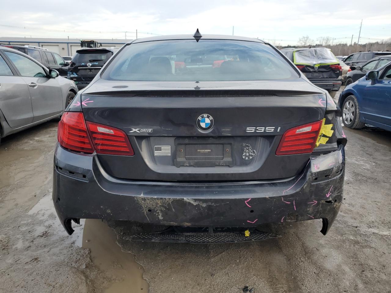 2014 BMW 5er VIN WBA5B3C5XED535942 Copart auction photo, rear end damage thumbnail 6