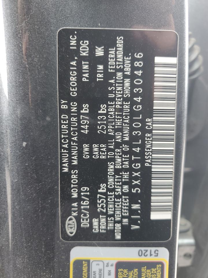2020 KIA Optima VIN 5XXGT4L30LG430486 Copart auction photo, front end damage thumbnail 12