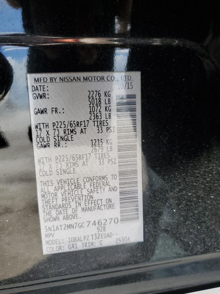 2016 Nissan Rogue VIN 5N1AT2MN7GC746270 Copart auction photo, front end damage thumbnail 15