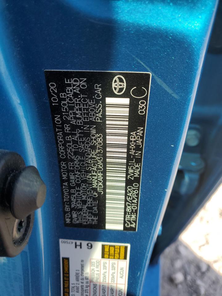 2021 Toyota Prius VIN JTDKAMFU6M3137083 Copart auction photo, front end damage thumbnail 15