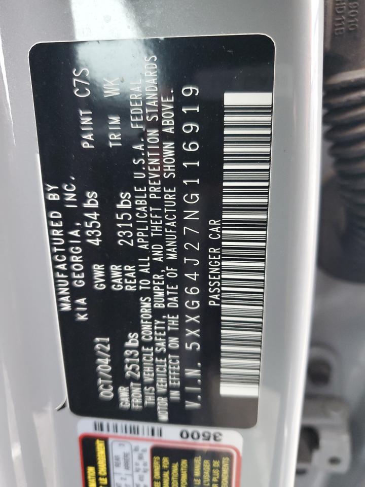 2022 KIA K5 VIN 5XXG64J27NG116919 Copart auction photo, front end damage thumbnail 15