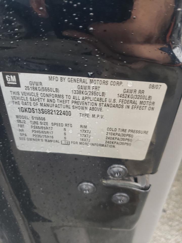 2008 GMC Envoy VIN 1GKDS13S682122400 Copart auction photo, front end / side damage thumbnail 12