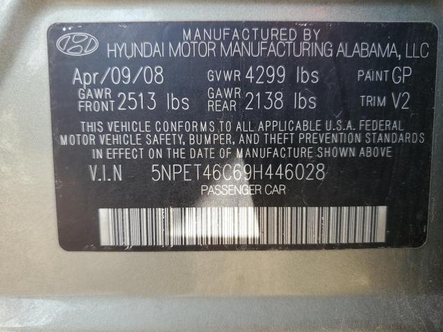2009 Hyundai Sonata VIN 5NPET46C69H446028 Copart auction photo, side damage thumbnail 12