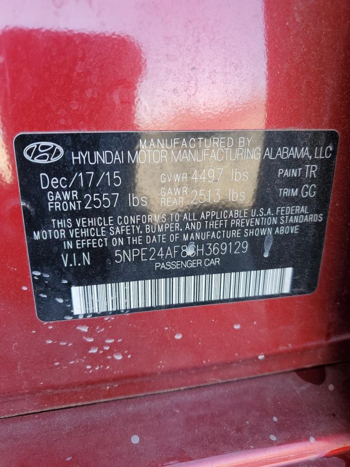 2016 Hyundai Sonata VIN 5NPE24AF8GH369129 Copart auction photo, front end damage thumbnail 14