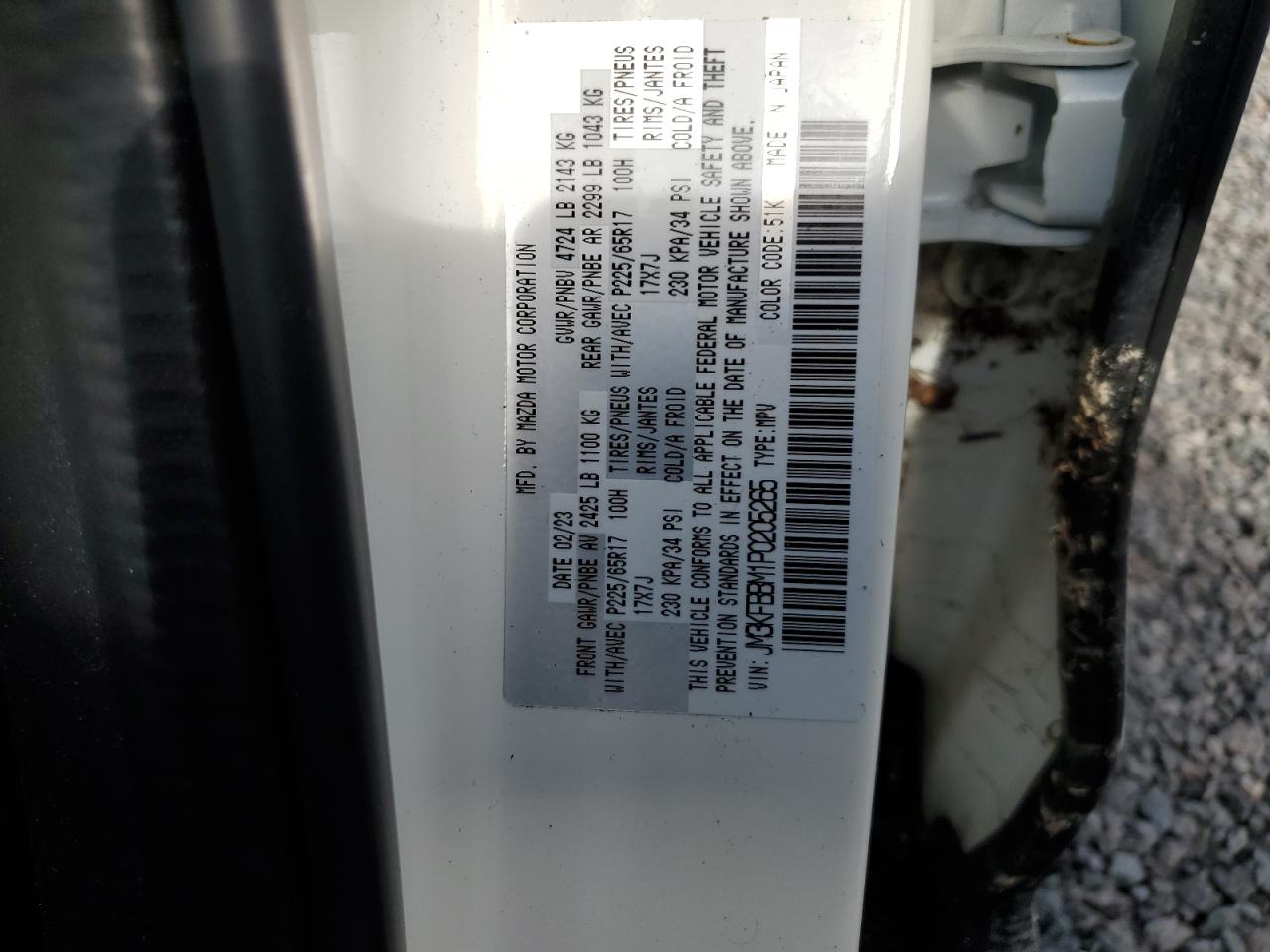 2023 Mazda CX-5 VIN JM3KFBBM1P0205265 Copart auction photo, water/flood damage thumbnail 14