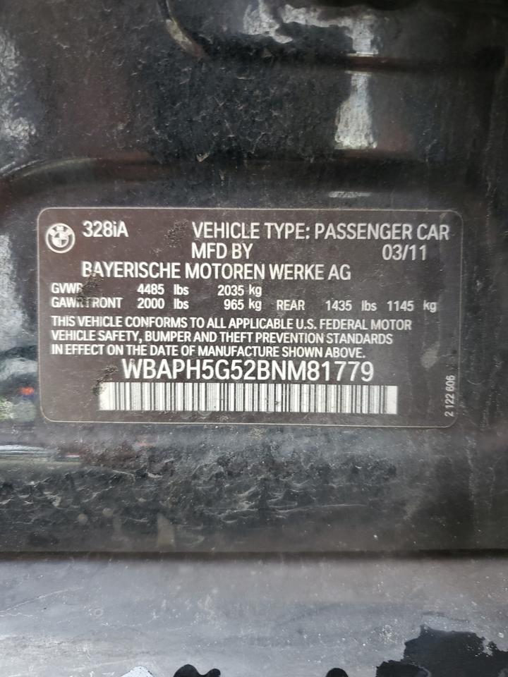 2011 BMW 3er VIN WBAPH5G52BNM81779 Copart auction photo, side damage thumbnail 12