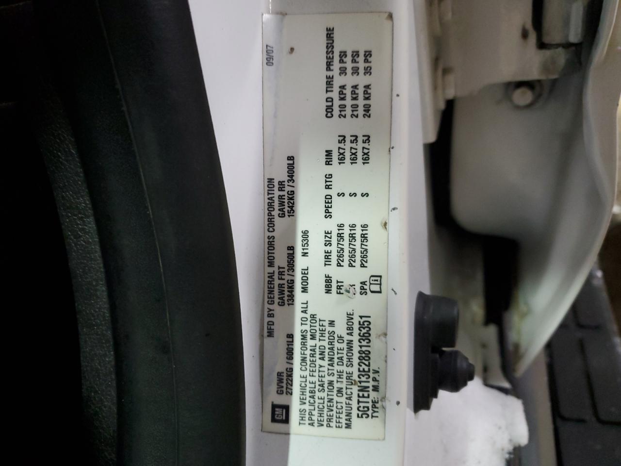 2008 Hummer H3 VIN 5GTEN13E288136351 Copart auction photo, front end damage thumbnail 14