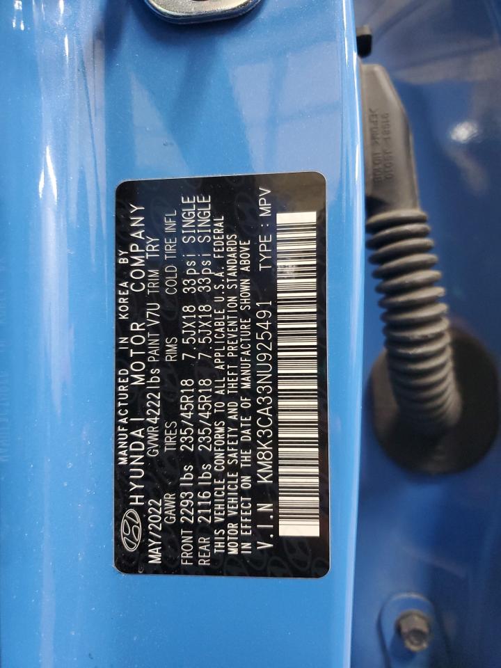 2022 Hyundai Kona VIN KM8K3CA33NU925491 Copart auction photo, rear end damage thumbnail 14
