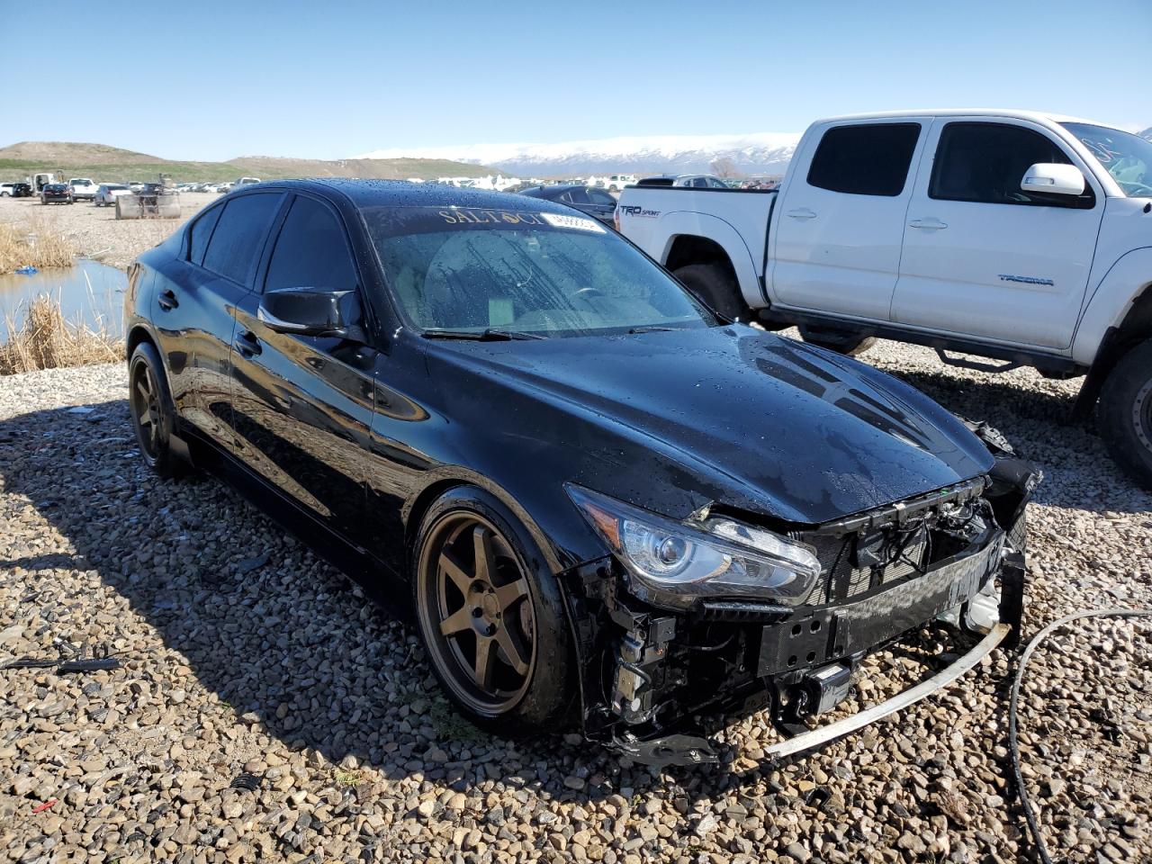 2015 Infiniti Q50 VIN JN1BV7AR3FM408416 Copart auction photo, front end damage thumbnail 4